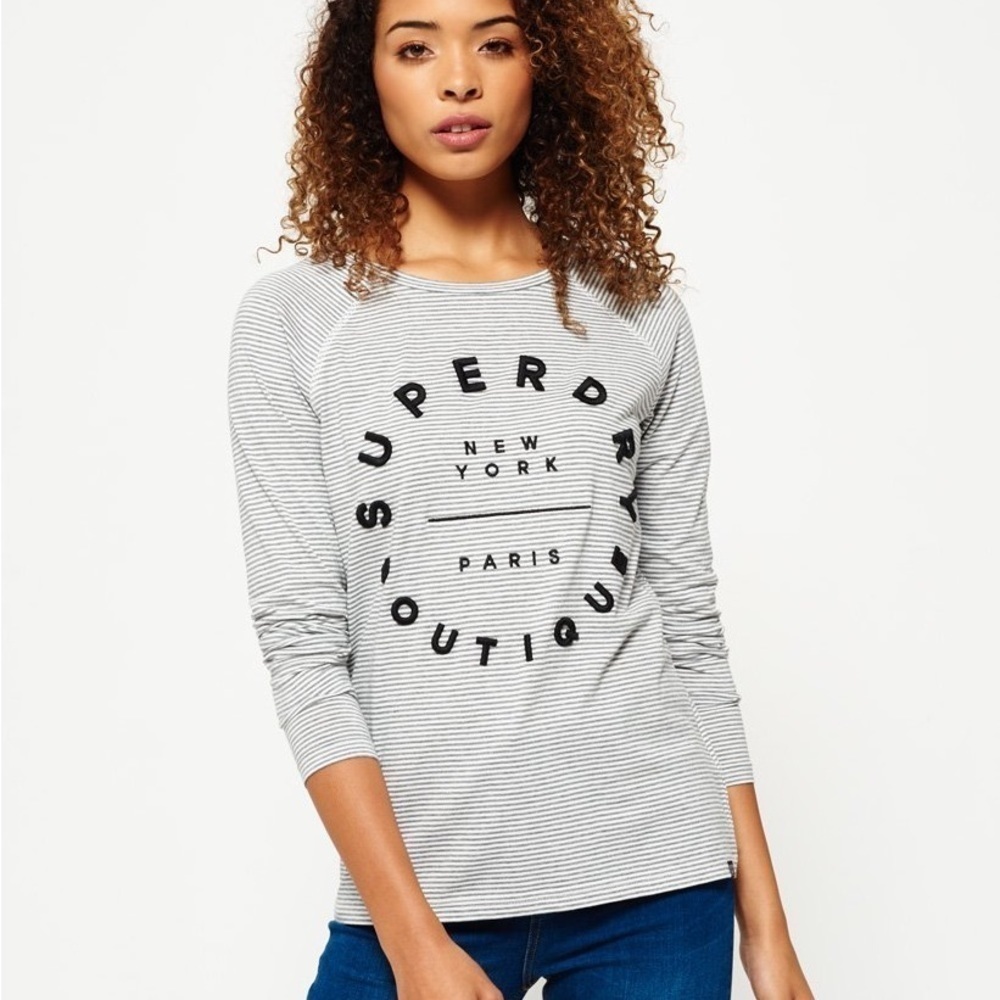 Superdry Applique Raglan Striped Top Medium